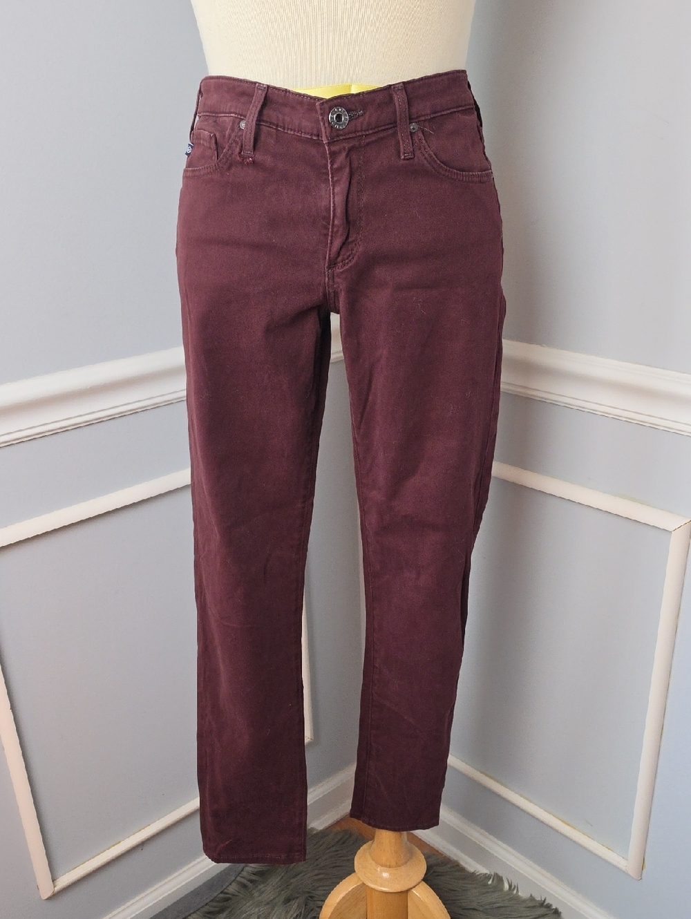 AG ADRIANO GOLDSCHMIED Stevie Ankle Slim Straight Leg Stretch Designer Plum Pant